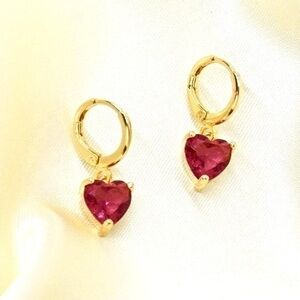 Pink Crystal Heart Earrings
